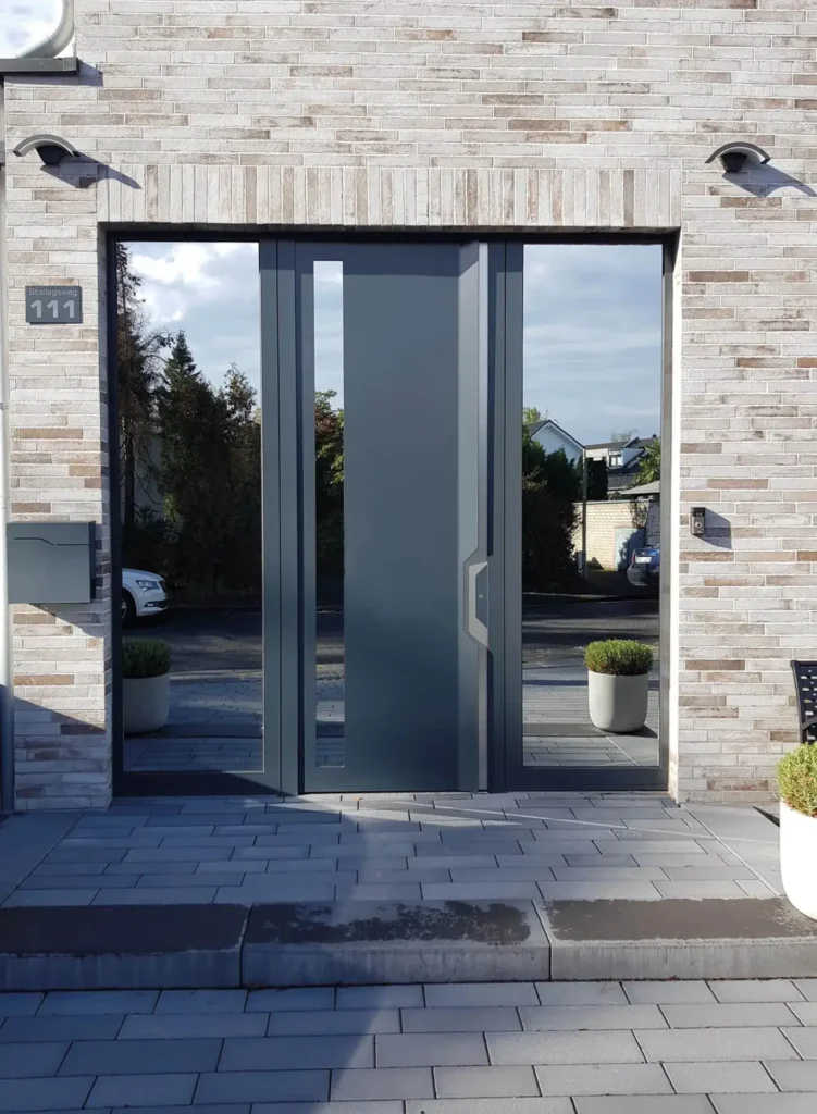Eingangstür aus Glas mit moderner Architektur, Biffar, Fokus auf hochwertige Türlösungen.