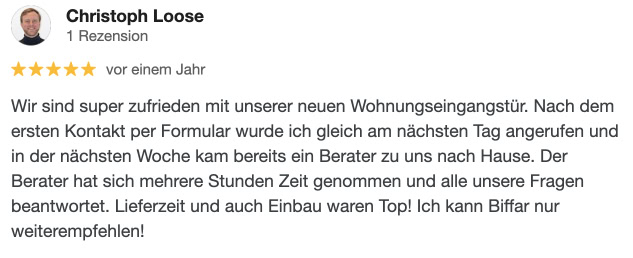 Neue moderne Haustür von Biffar für optimale Sicherheit und Design.