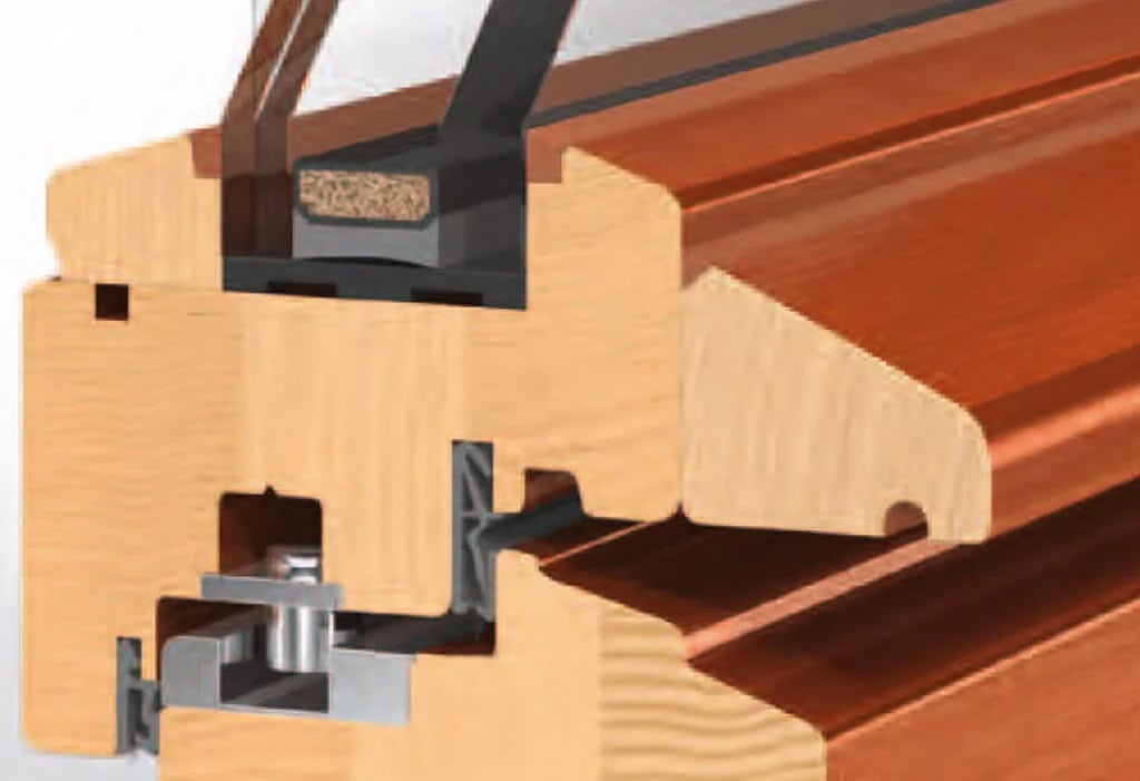 Hochwertiges Holzfensterrahmenprofil mit isoliertem Fenster, energiesparend und langlebig.