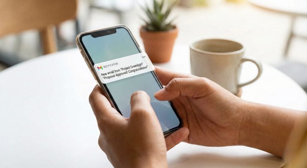Benachrichtigung über E-Mail auf Smartphone mit Projekt Greenlight.