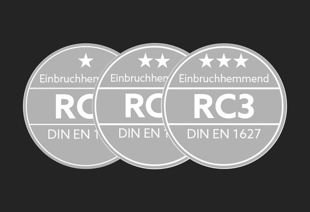 Robuste RC3 Sicherheitszertifizierung nach DIN EN 1627, Einbruchhemmendes Design.