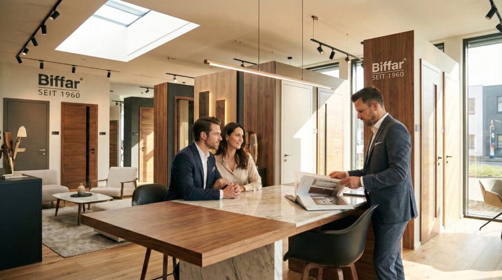 Moderne Holztüren Ausstellung bei Biffar, Holzdesign & Innovation seit 1960.