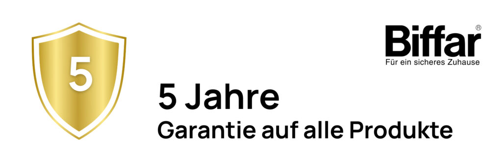Hochwertige Sicherheitstechnik mit 5 Jahre Garantie für optimale Haussicherheit.